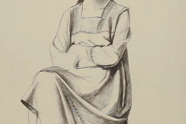 Олег Комов. Маша Кокорина, 1980. Бумага, карандаш, 40х29 см. Фото: альбом ''Олег Комов'', М., ''Советский художник'', 1988