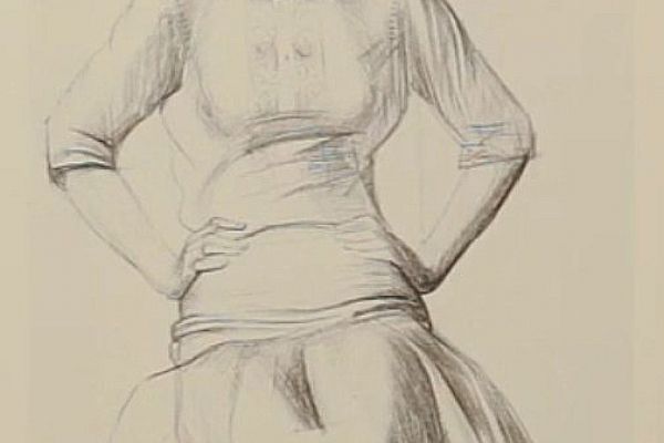 Олег Комов. Наташа Сидорова, 1980. Бумага, карандаш, 40х26 см. Фото: альбом ''Олег Комов'', М., ''Советский художник'', 1988