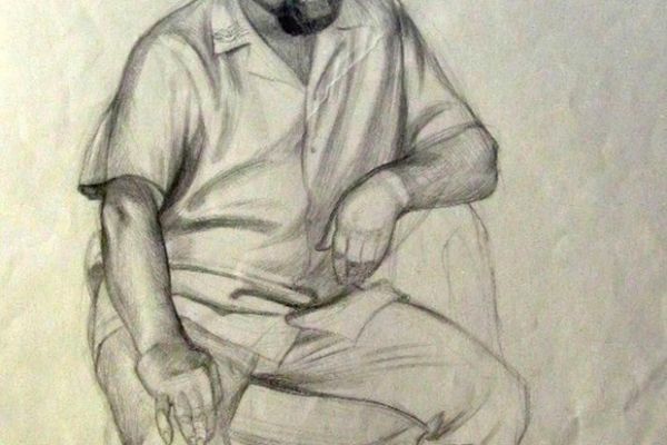 Олег Комов. Художник Владимир Холуев, 1981. Бумага, карандаш, 56,2х45,6 см. Новокузнецкий художественный музей, Кемеровская область