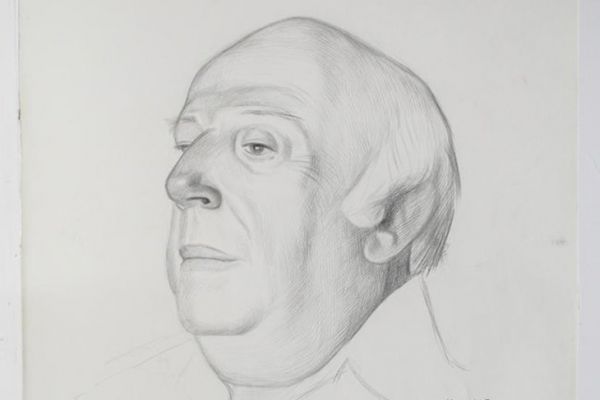 Олег Комов. Писатель Василий Ардаматский, 1982. Бумага, карандаш, 45х50 см. Государственный музейно-выставочный центр ''РОСИЗО'', Москва