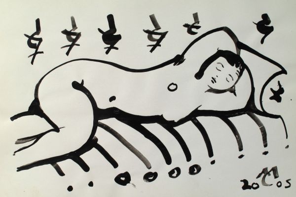 Сергей Малютов. Обнаженная натура, 2006. Мелованная бумага, гелиевая ручка, 13х19 см. Фото из архива Сергея Малютова