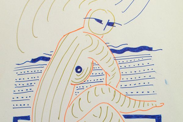 Сергей Малютов. Обнаженная натура, 2006. Мелованная бумага, гелиевая ручка, 13х19 см. Фото из архива Сергея Малютова