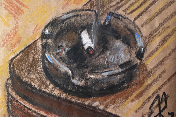 Сергей Малютов. Пепельница на углу, 2007. Бумага, пастель, 21х21 см. Фото из архива Сергея Малютова