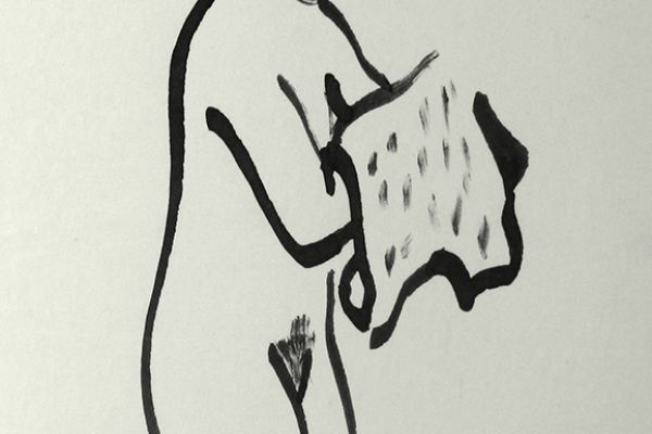 Сергей Малютов. После купания, 2003. Бумага, тушь, 14,2х8,5 см. Фото из архива Сергея Малютова