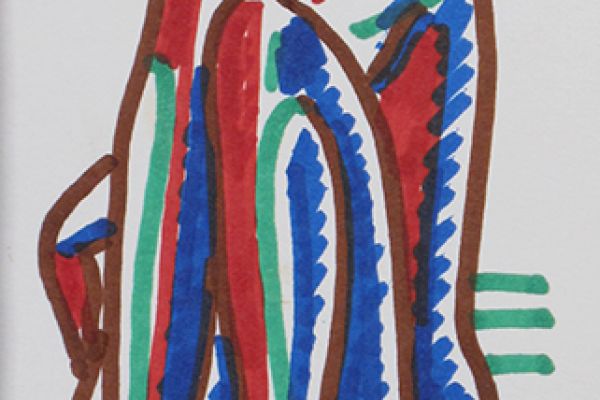 Сергей Малютов. Сидящая, 2006. Бумага, маркер, 23,7х6,9 см. Фото из архива Сергея Малютова