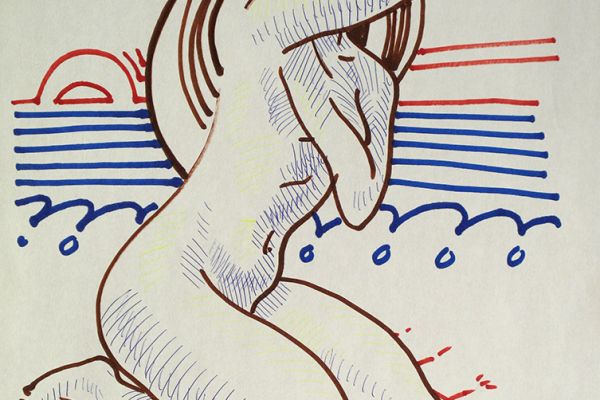 Сергей Малютов. У моря 2, 2006. Бумага, маркер, 29,5х21 см. Фото из архива Сергея Малютова