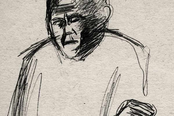 Владимир Потлов. Алексей Калкин из Ябогана, 1986. Бумага, тушь, перо, 12х11 см. Фото из архива Владимира Потлова