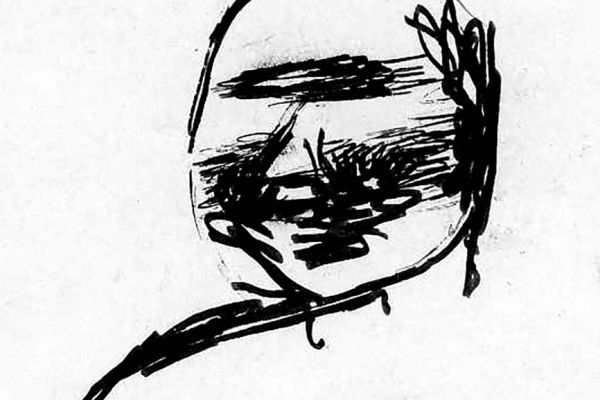 Владимир Потлов. Алтаец, 1987. Бумага, тушь, перо, 10х10 см. Фото из архива Владимира Потлова