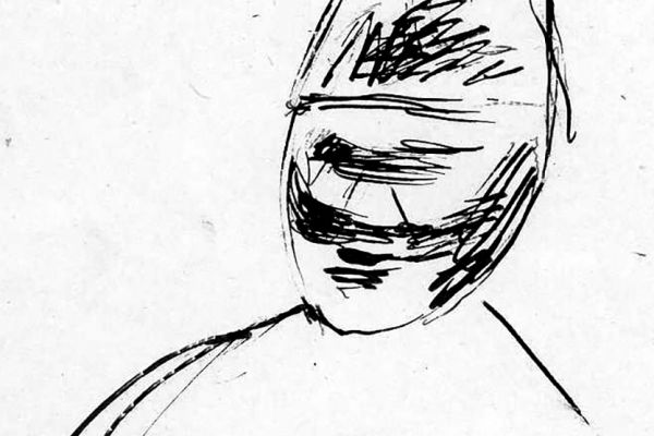 Владимир Потлов. Алтаец в шапке. 1987. Бумага, тушь, перо, 10х10 см. Фото из архива Владимира Потлова