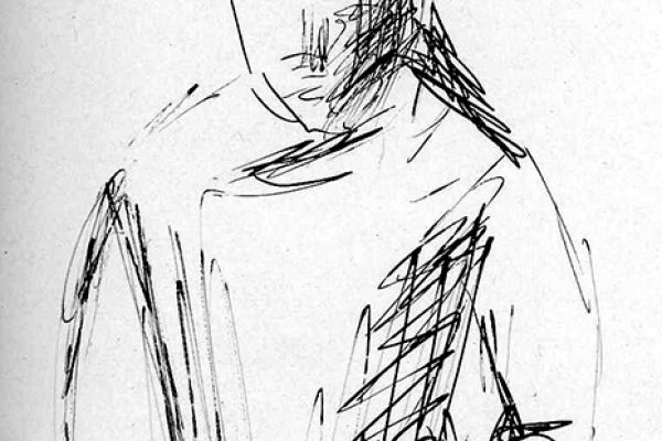 Владимир Потлов. Алтайка в шапке, 1987. Бумага, тушь, перо, 19х8 см. Фото из архива Владимира Потлова