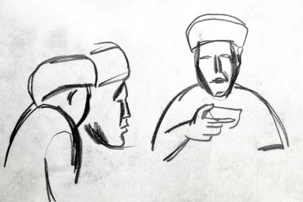 Владимир Потлов. Алтайский чай, 1985. Бумага, карандаш, 24х36 см. Фото из архива Владимира Потлова