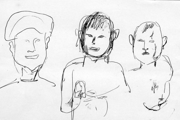 Владимир Потлов. Мальчики, 1985. Бумага, тушь, перо, 12х17 см. Фото из архива Владимира Потлова