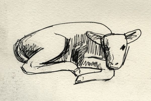 Владимир Потлов. Новорожденный, 1985. Бумага, тушь, перо, 8х15 см. Фото из архива Владимира Потлова