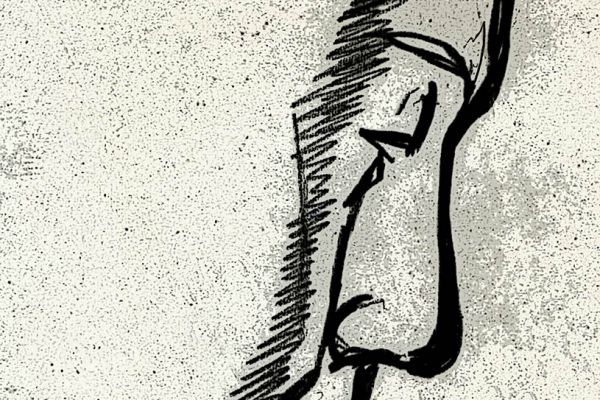 Владимир Потлов. Профиль алтайца, 1987. Бумага, тушь, перо, 15х10 см. Фото из архива Владимира Потлова