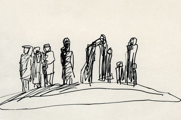 Владимир Потлов. Реквием, 1985. Бумага, тушь, перо, 10х18 см. Фото из архива Владимира Потлова