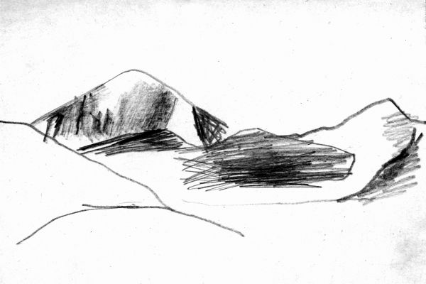 Владимир Потлов. Вершины, 1985. Бумага, карандаш, 9х13 см. Фото из архива Владимира Потлова