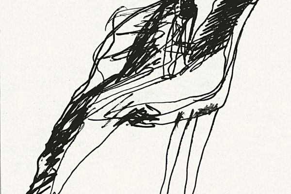 Владимир Потлов. Всадник в плаще 1986. Бумага, тушь, перо, 10х10 см. Фото из архива Владимира Потлова