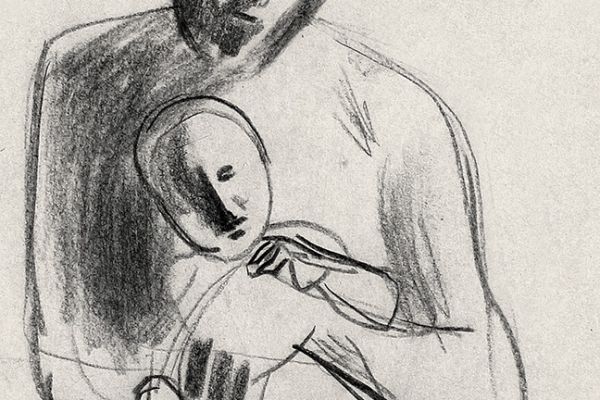 Владимир Потлов. Автопортрет с сыном, 1983. Бумага, уголь. 40х27 см. Фото из архива Владимира Потлова