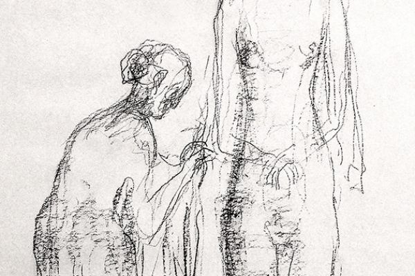 Владимир Потлов. Одевание невесты, 2023. Бумага, сангина. 60х40 см. Фото из архива Владимира Потлова