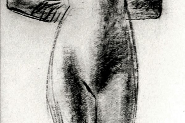 Владимир Потлов. Руки за спину, 1988. Бумага, уголь. 64х30 см. Фото из архива Владимира Потлова