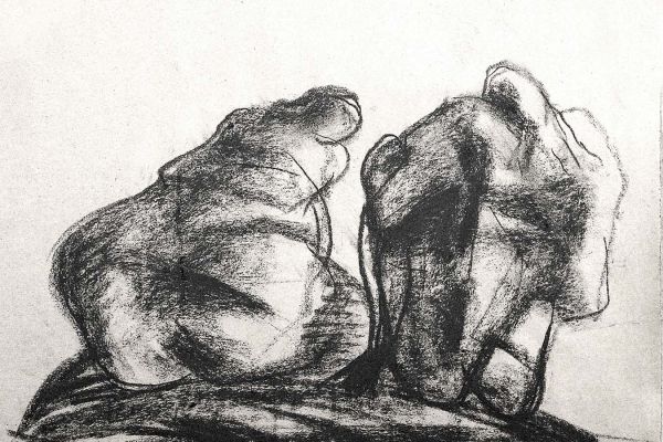 Владимир Потлов. Двое, 2021. Бумага, соус. 45х48 см. Фото из архива Владимира Потлова