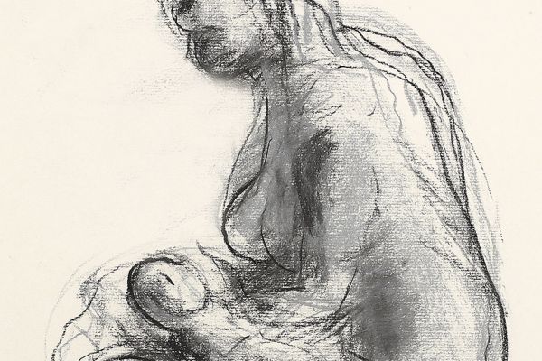 Владимир Потлов. Материнство 5, 2023. Бумага, соус. 50х43 см. Фото из архива Владимира Потлова