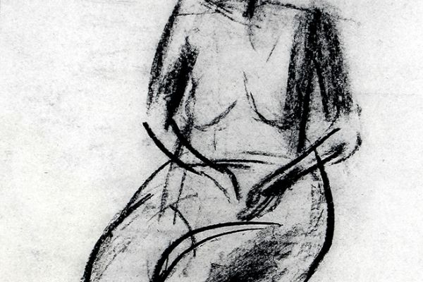 Владимир Потлов. Модель 6, 1988. Бумага, уголь. 67х30 см. Фото из архива Владимира Потлова