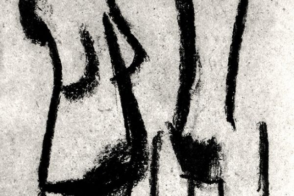 Владимир Потлов. Две модели, 2005. Бумага, уголь, 61х20 см. Фото из архива Владимира Потлова