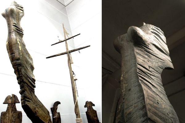 Владимир Потлов. Ника (фрагмент корабля), 2005. Из многофигурной интерактивной композиции Призраки затонувшего корабля (Остров сокровищ). Дуб. Московский музей современного искусства. Фото изархива Владимира Потлова
