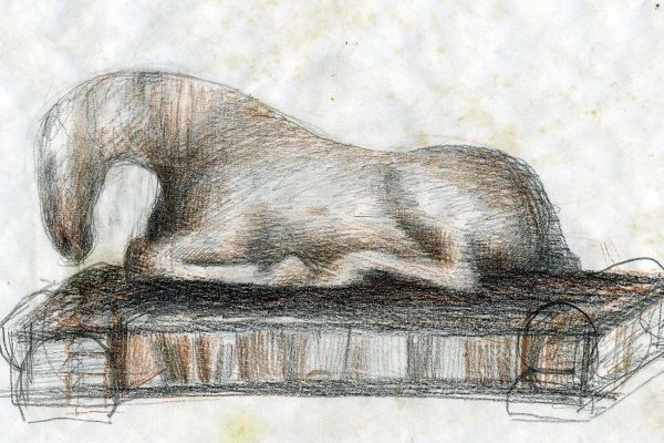 Владимир Потлов. Лошадь, укрытая попоной. Эскиз скамьи). Фото из архива Владимира Потлова