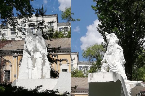Сергей Конёнков. 1972. ''Степан Разин с дружиной'. Фрагменты. Бетон (отлито в 1969 году с гипса 1968 года). Архитектор Л.М. Лобак. Ростов-на-Дону