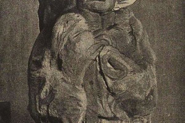 Сергей Конёнков. Вещая старушка (сказительница былин М.Д. Кривополенова), 1916. Дерево, 155х43х43. Национальный художественный музей Республики Беларусь, Минск. Фото из книги ''С.С. Глаголь. С.Т. Конёнков'', ''Светозар'', Петербург, 1920