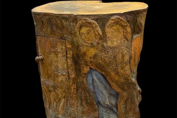 Сергей Конёнков. Гулянка (ларец), 1950. Дерево, 98х95х70 см. Мемориальный музей ''Творческая мастерская С.Т. Конёнкова'', Москва