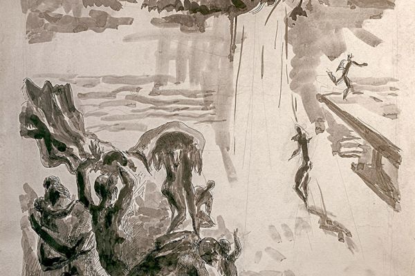 Алексей Григорьев. Гроза, 1980. Бумага, тушь, гуашь, 60х42 см. Фото из архива семьи Кадошниковых