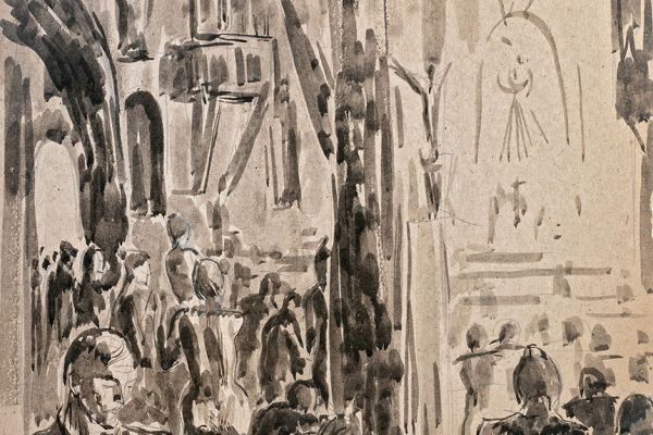 Алексей Григорьев. Храм, 1980. Бумага, тушь, гуашь, 58х42 см. Фото из архива семьи Кадошниковых