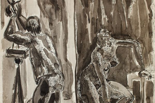 Алексей Григорьев. Мастерская 1, 1980. Бумага, тушь, гуашь, 61х43 см. Фото из архива семьи Кадошниковых