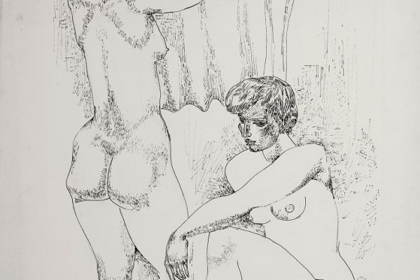 Алексей Григорьев. Купальщицы, 1982. Бумага, тушь, 62х47 см. Фото из архива семьи Кадошниковых