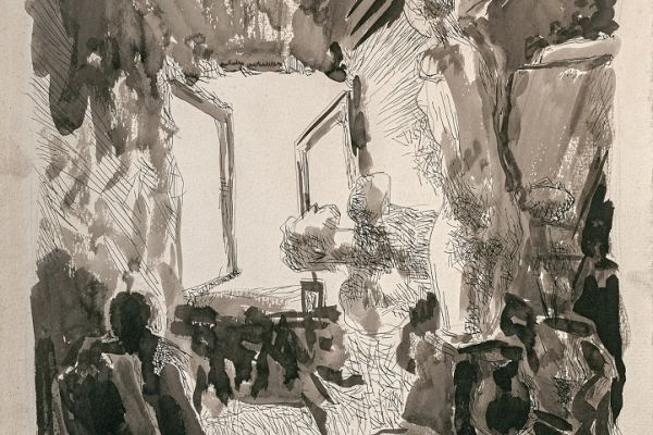 Алексей Григорьев. Мастерская 2, 1982. Бумага, тушь, гуашь, 51х36,5 см. Фото из архива семьи Кадошниковых