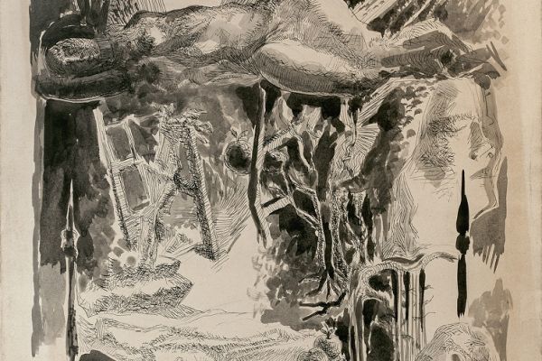 Алексей Григорьев. Сон, 1982. Бумага, тушь, гуашь, 62х47 см. Фото из архива семьи Кадошниковых