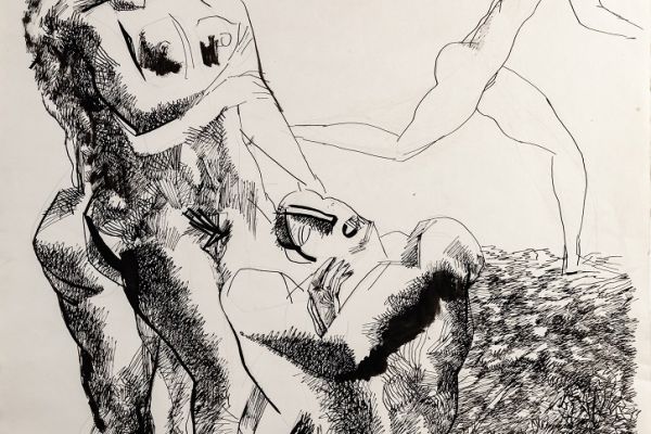 Алексей Григорьев. Прощание, 1993. Бумага, тушь, гуашь, 62х45 см. Фото из архива семьи Кадошниковых