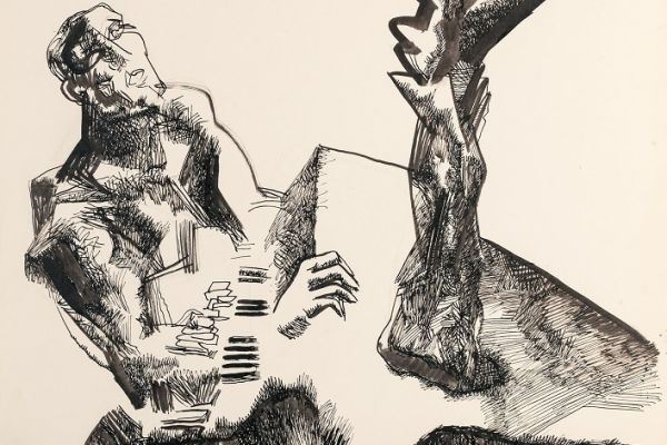 Алексей Григорьев. Музыка, 1995. Бумага, тушь, гуашь, 61х43 см. Фото из архива семьи Кадошниковых