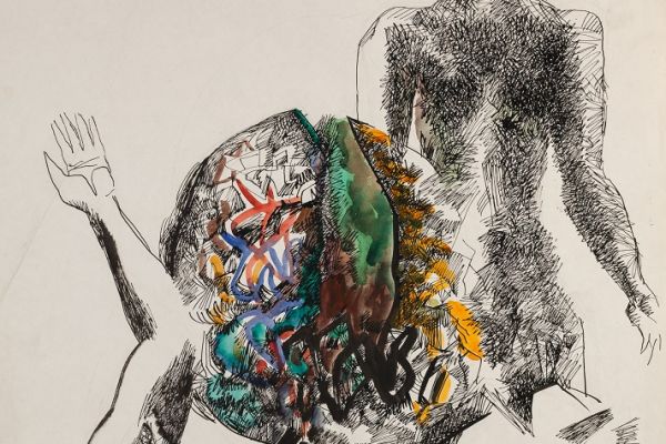 Алексей Григорьев. Свидетель 1, 1995. Бумага, тушь, гуашь, 62х44,5 см. Фото из архива семьи Кадошниковых