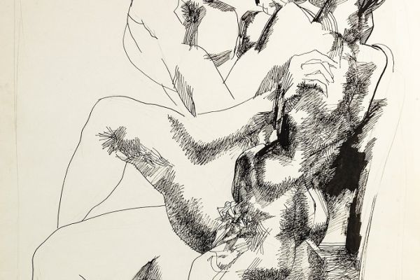 Алексей Григорьев. Объятия 1, 1996. Бумага, тушь, гуашь, 60,8х43 см. Фото из архива семьи Кадошниковых