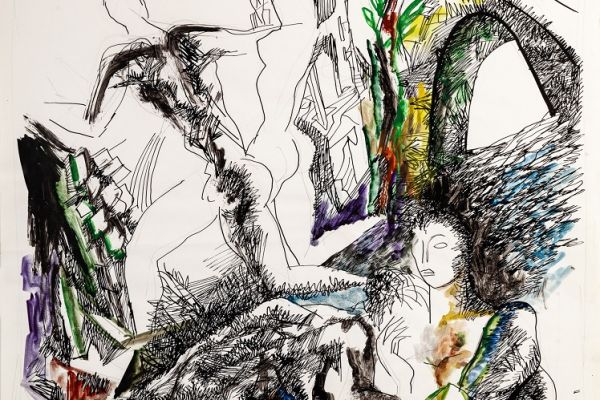 Алексей Григорьев. Цивилизация 1, 1996. Бумага, тушь, гуашь, 62х47 см. Фото из архива семьи Кадошниковых