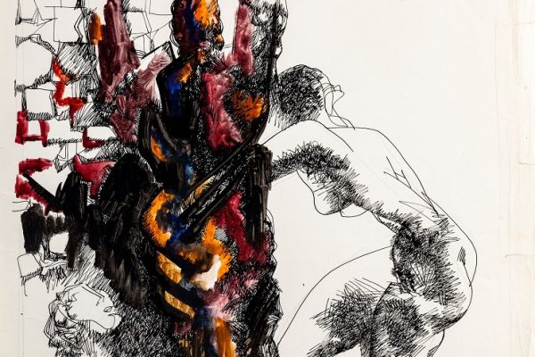 Алексей Григорьев. Без названия, 1997. Бумага, тушь, гуашь, 62х46 см. Фото из архива семьи Кадошниковых