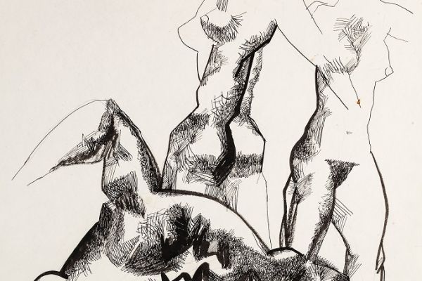 Алексей Григорьев. Игры в воде, 1997. Бумага, тушь, гуашь, 62,8x44 см. Фото из архива семьи Кадошниковых