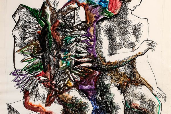 Алексей Григорьев. Ангел рядом, 1998. Бумага, тушь, гуашь, 61,8х47 см. Фото из архива семьи Кадошниковых