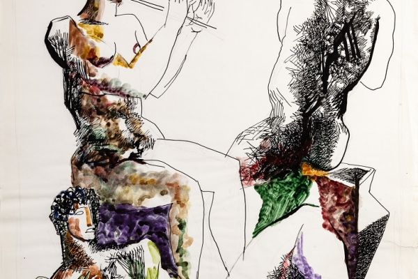 Алексей Григорьев. Пастораль, 2001. Бумага, тушь, гуашь, 62х47 см. Фото из архива семьи Кадошниковых