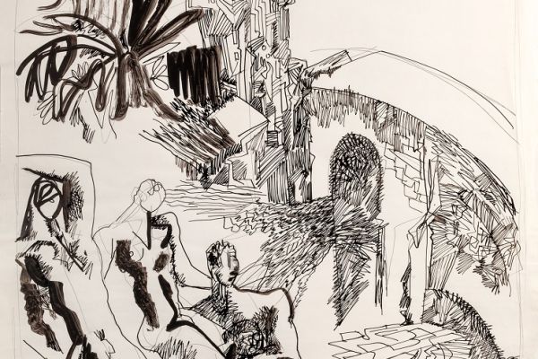 Алексей Григорьев. Цивилизация 2, 2001. Бумага, тушь, гуашь, 62х46 см. Фото из архива семьи Кадошниковых