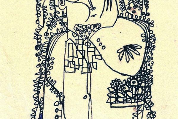 Валерия Семенова. ''Ботаник'', 1967. Из серии ''Ученые''. Бумага, тушь, перо, 20х12 см. Фото из архива Ирины Семеновой